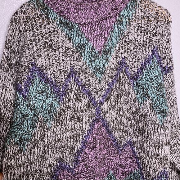 Numbers Oversized Purple and Gray Sweater Large - Picture 5 of 10